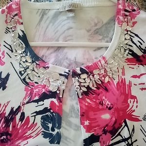 Elegant rhinestone woman's sweater cardigan stylish top. Women's size XL lovely.